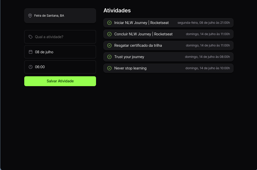 Preview do projeto Planejador de Tarefas para Viagens